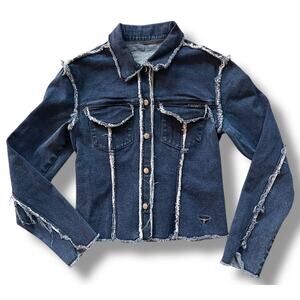 Vintage Sergio Valente Denim Jacket Y2K Frayed Urban Dark Wash Western